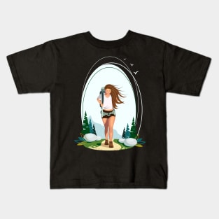 Hiking girl Kids T-Shirt